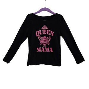 Children's Place Girl's S Long Sleeve Graphic Tee Queen Like Mama Black Pink